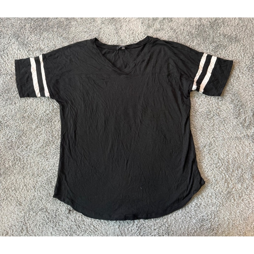 Ambiance T-Shirt Striped V-Neck Women's Size Large